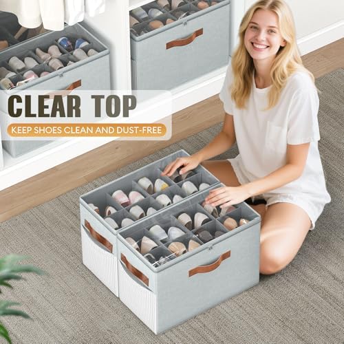 2 Pack Shoe Organizer for Closet, Foldable Shoe Storage with Adjustable - Image 6