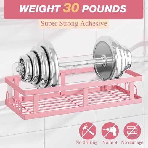 Youvip Shower Caddy, Pink, Adhesive No Drill Bathroom Organizer - Image 4