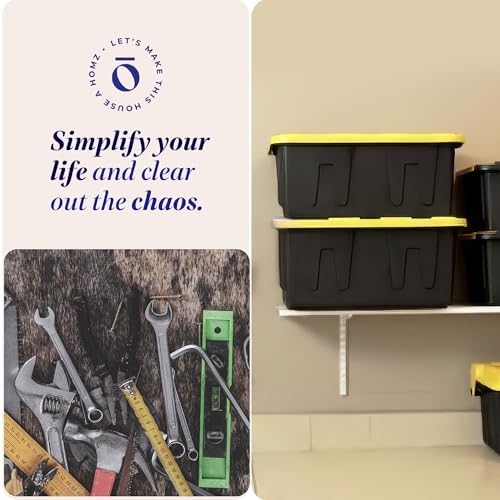 HOMZ Durabilt Plastic Storage Bins with Lids, 34 Gal, Black/Yellow, 2 Pack - Image 6