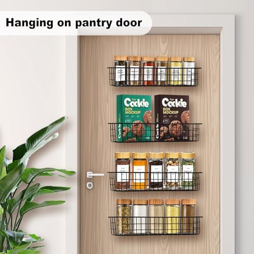 Spice Rack Organizer Wall Mount, 4 Pack Black Seasoning Rack Wire Storage Baskets for Wall or Cabinet Door in Kitchen and RV - Image 7