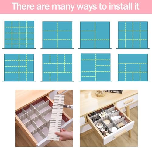 acDesign 40Pcs Grid Drawer Dividers, Adjustable Drawer Organizer for Socks, Underwear, Lingerie, Makeup, Bedroom Office Kitchen Storage (White) - Image 7
