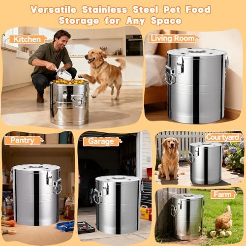 UPSKYPET 35lb Dog Food Storage Container, Airtight Stainless Steel - Image 7