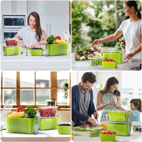 LUXEAR Fresh Container, 3PACK Produce Saver Container BPA Free Fridge Organizer for Vegetable Fruit and Salad Partitioned Food Storage Container with Vents Stay Fresh Containers Not Dishwashers Safe - Image 6