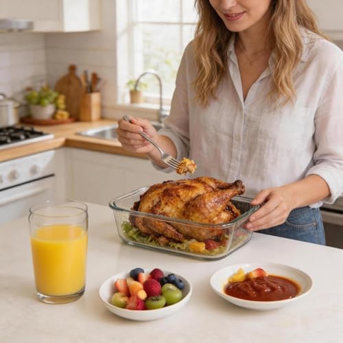 2 Pack 2260ml/76.4oz Extra Large Glass Food Storage Containers with Lids, Large Meal Prep Containers for Whole Chicken, Roasts, Family-Size Meals, Oven, Microwave, Freezer & Dishwasher Safe, BPA Free - Image 7