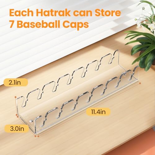 Nicetree Hat Organizer, 2 Pcs No Install Acrylic Hat Racks for 14 Baseball Caps Storage, Hat Stand for Baseball Caps Display and Organizer for Dresser, Bedroom, Closet, Office - Image 7