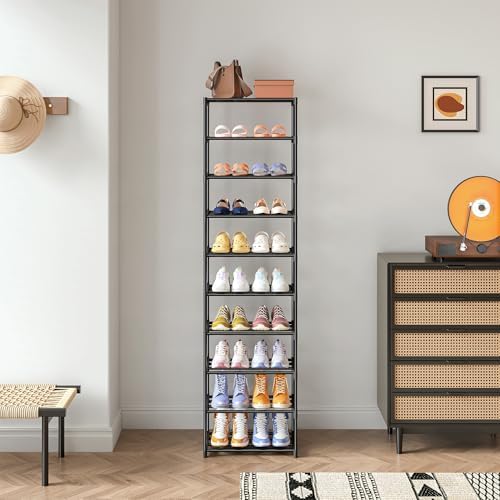 Autonomier 10 Tier Tall Shoe Rack (16.3" Wide), Narrow Lightweight Shelf - Image 6