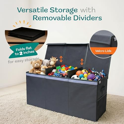 SoftOwl Extra Large Toy Storage Organizer with Lid - Sturdy, Collapsible Toy Chest Storage Box Design - Toys Bin with Dividers for Kids, Nursery, Bedroom, Playroom 37"x16"x14" - Image 6