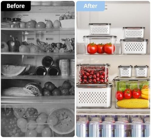 8 Pack Fruit Storage Containers for Fridge with Removable Colander - Image 7