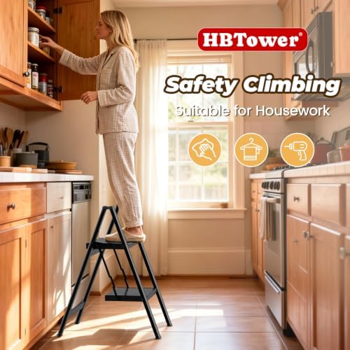 HBTower 2 Step Ladder, Lightweight Aluminum Folding Step Stool - Image 7