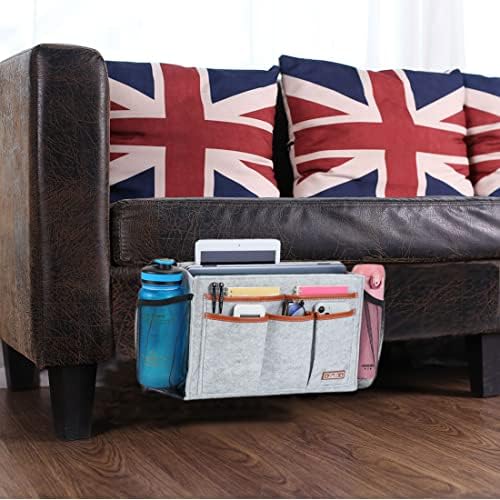 Zafit Bedside Caddy, Large Size Bedside Storage Organizer Bedside Organizer Caddy for Magazine Remotes Phone (13.4'' x 18.1'' Plus Size, Light Grey) - Image 7