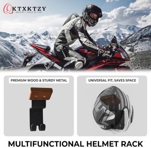 Motorcycle Helmet Rack, Heavy Duty Helmet Holder on Wall for Motorcycles Keys Gloves (4) - Image 6
