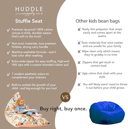 Huddle Designer Stuffed Animal Bean Bag Storage Chair Cover XL Boho Floral - Image 5