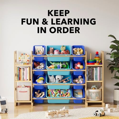 SpaceAid Toy Storage Organizer with 6 Shelves and 12 Bins, Toy Organizers Storage Bookshelf, Kids Bin Shelf Toys Box Bookcase for Bedroom Playroom Organization Room Decor, Blue and Navy Blue - Image 6