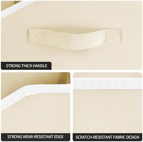 Homsorout Closet Organizers and Storage Bins - Large Fabric Storage Bins, Decorative Storage Baskets for Organizing, Trapezoid Foldable Basket for Clothes, Books, Home, 8 Pack, Beige - Image 7