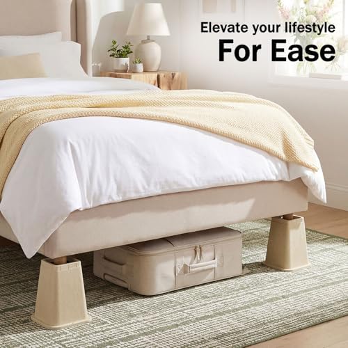 ANNKUT 8 Inch Heavy Duty Bed Risers, Furniture Risers for Desk, Chair, Table or Sofa, Couch Lift Risers, Supports up to 2200 lbs per Leg(6 Pack Beige) - Image 6