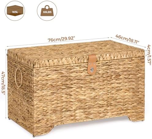 Honjourai Handwoven Storage Basket with Lid, 165L Wicker Storage Trunk - Image 7