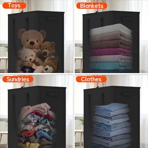 Slim Laundry Hamper with Wheels,25 Gal (95L) Rolling Laundry Basket with lid and wheels Clothes Hamper Foldable Tall Dirty Clothes Basket Sturdy Collapsible Clothes Hamper for Dorm,Laundry Room - Image 6
