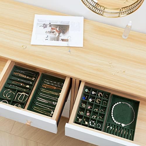 ProCase Stackable Jewelry Organizer Trays for Drawers, Jewelry Drawer Inserts Container Display Case Storage for Earring Necklace Rings Bracelet with Removable Dividers -Green, 4 Layers - Image 6