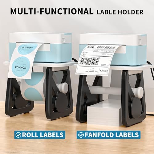 PONNOR Label Holder for Rolls and Fanfold Labels, Thermal Sticker Holder for Desktop Printer, Fragile Stickers for Shipping, Label Stand Accessory Supplies for Home, DIY, Office, Small Business(Black) - Image 7