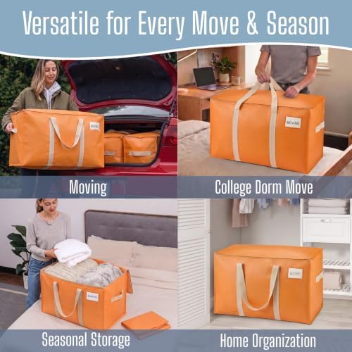 VENO 8 Pack Heavy Duty Moving Bags, Extra Large Storage Bags with Reinforced Handles & Strong Zippers, Foldable & Reusable Moving Box Alternative for Clothes & Dorm Storage - Image 6