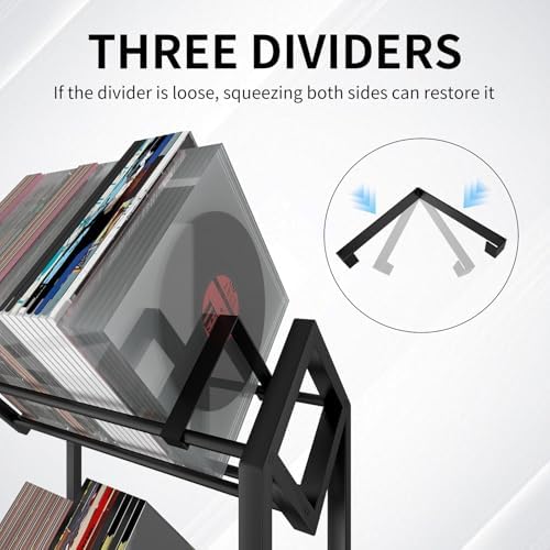 Vinyl Record Storage Rack with 360°Rotation Wheels,Record Holder for Albums,Metal LP Storage Shelf - Image 6