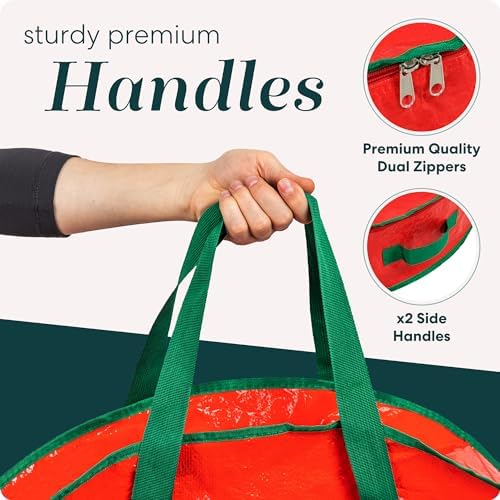 Handy Laundry Christmas Wreath Storage Bag - 2-PACK Durable, Tarp Material, Zipper, Sturdy Carry Handle, Dust, Pest Protection - Ideal Home, Garage Organization for Holiday Wreath Decoration (30") - Image 6