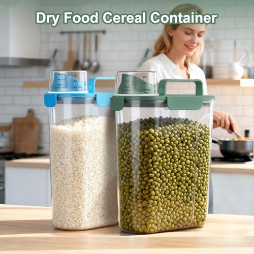 Uppetly Dog Cat Food Storage Container, 5-7Lbs Pet Food Containers, Airtight Cat Food Container with Portable Handle & Measuring Cup, Small Animal Dry Food Dispenser for Dogs, Cats and Birds Green - Image 6