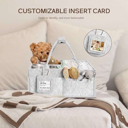 Diaper Caddy Organizer - Large Baby Caddy Organizer with Handle (Gray) - Image 7