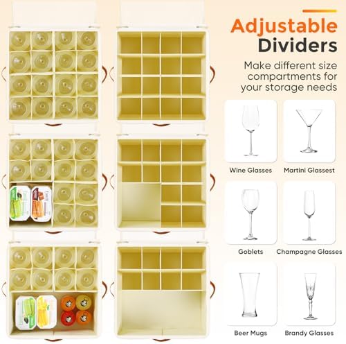 Foyego Wine Glass Storage Box, 2 Pack, Beige - Image 6