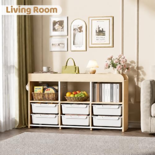 Classroom Storage Organizer with 6 Bins, 3 Shelves and Pegboard, White - Image 6