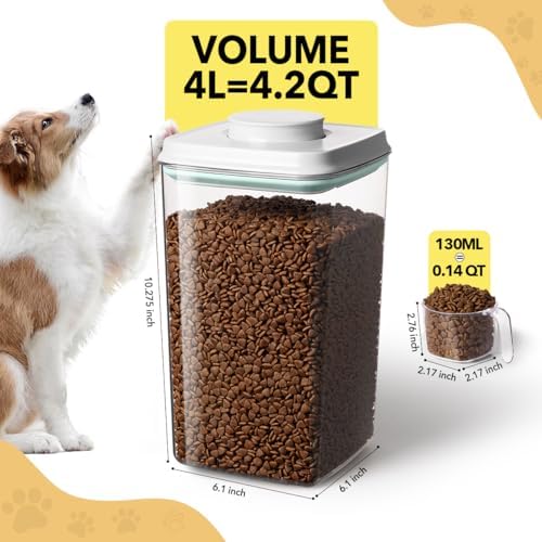 Ankou Dog Food Storage Container with 130ml Scoop – 4L/4.2qt Airtight Dog Food Container for Kibble & Treats, BPA-Free Cat Food Storage Container, Stackable Pop Lid Plastic Container with Lid - Image 6
