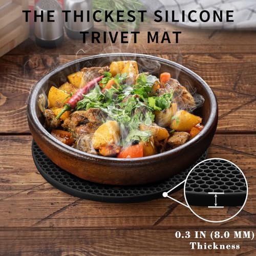 4 Pack Silicone Trivets for Hot Pots and Pans, Pot Holders Hot Pads, Non-Slip & Heat Resistant Silicone Mats for Kitchen Counter, Soft Durable Drying Mat, Jar Opener and Coasters (2 Black+2 Dark Grey) - Image 6