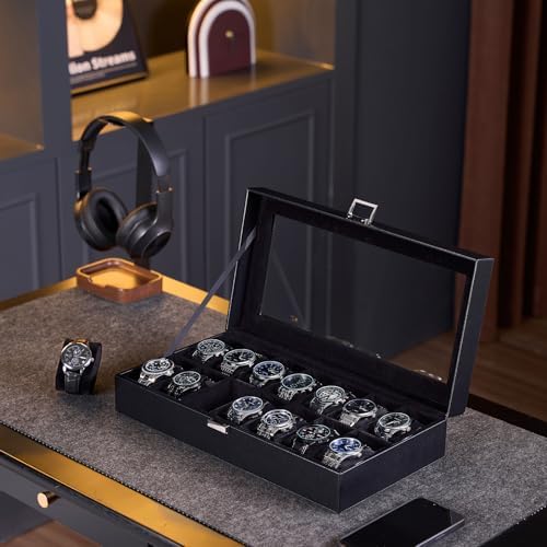 ProCase Watch Box Organizer, 14 Slot Watch Display Case, Allblack - Image 6