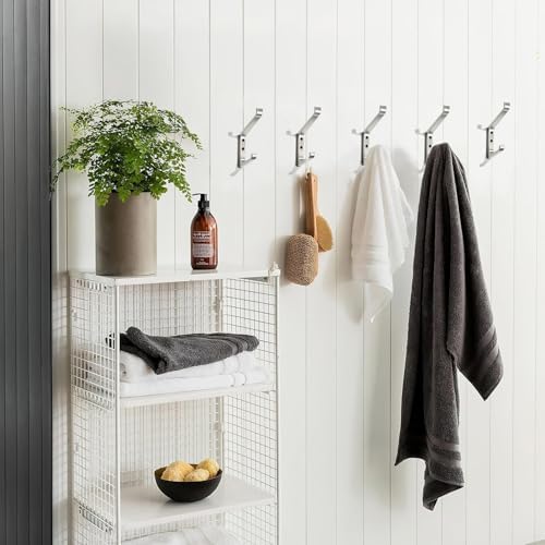 khtumeware 3 Pack 5-3/4 inch zinc Alloy Brushed Satin Nickel Coat Hooks Modern and Simple Design Bathroom, mudroom Hook, Kitchen Towel Hook, Bedroom Coat and hat Hook, Towel Robe Hooks - Image 5