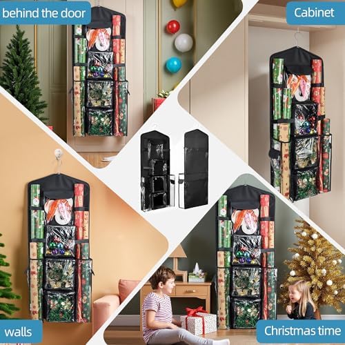 Wrapping Paper Storage Organizer, Double-Sided Gift Wrap Holder, 360° Rotating Gift Bag Storage Organizer for Your Craft, Accessories, Gift Warp Supply, Wrap Ribbon and Stationery - Image 6