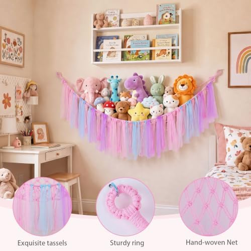 FIOBEE Stuffed Animals Net LED Light Toy Hammock for Kids Bedroom Storage - Image 6