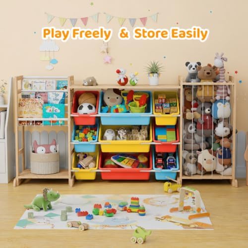 65" Large Toy Storage Organizer with Bookshelf and Stuffed Animal Storage - Image 6