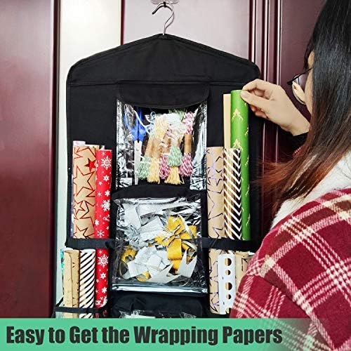 SumDirect Black Double Sided Hanging Gift Wrap Organizer, Wrapping Paper Gift Bag Storage - Image 6