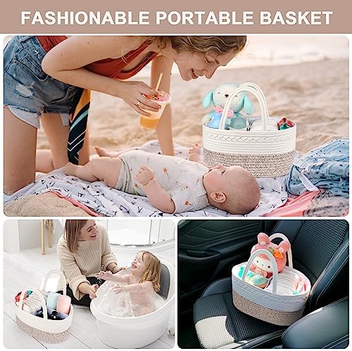 X-Large Baby Diaper Caddy Organizer, Cotton Rope Nursery Storage Basket - Image 7