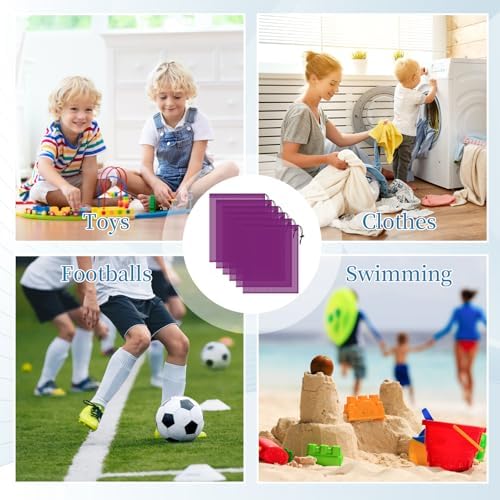 6 Pack Mesh Drawstring Bags with Lock, 14x17 for Gym, Beach, Laundry - Image 7