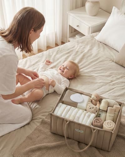 Blissful Diary Baby Diaper Caddy Organizer, Nursery Storage, Mocha Brown - Image 6