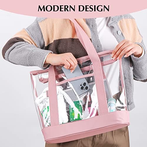 BORMELUN clear tote bag,Purse handle with zipper for work plastic transparent see through women - Image 7
