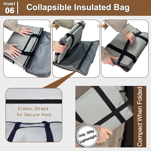 Reusable Grocery Bag – Expandable Insulated Cooler Bag with Bottom Board, Collapsible Insulated Shopping Bag with Zipper & Drawstring, Heavy Duty Tote Bag for Shopping, Delivery, Picnic, Beach - Image 7