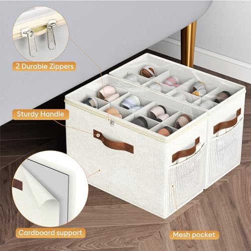 2 Pack Shoe Organizer for Closet, Foldable Shoe Storage with Adjustable - Image 6