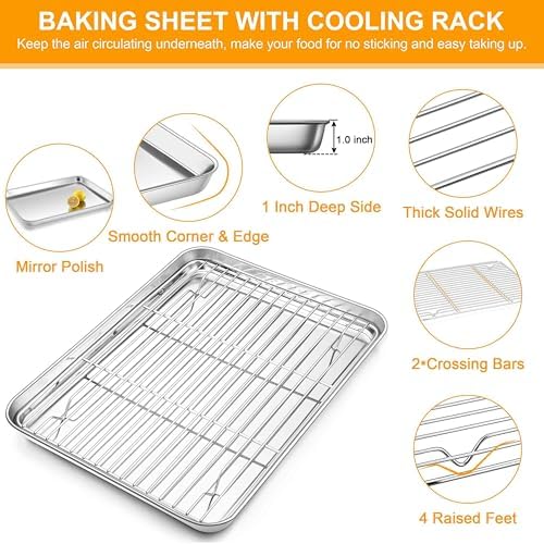 Homikit 16x12 Inches Stainless Steel Baking Sheet with Wire Cooling Rack - Image 6