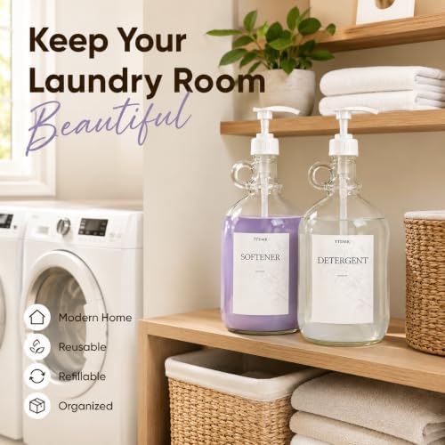 2 PCS 128 Oz Glass Liquid Laundry Detergent Dispensers with Pumps - Image 6