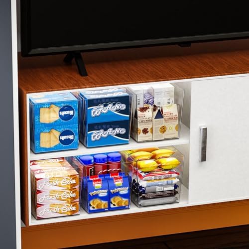 6 Pack Plastic Clear Bins for Organizing- With Handle -11″ Large Pantry Organizer Bins for Shelves Snack,Food or Cleaning Supplies,Fridge Organizers and Storage,Acrylic Kitchen Storage Containers - Image 6