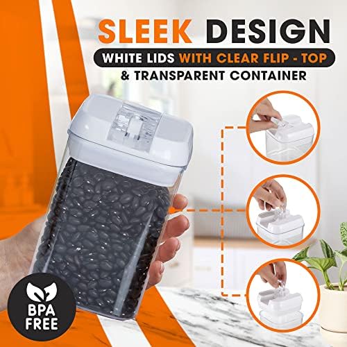 Set of 8 Airtight Food Storage Containers - Pantry Organizer Bins, BPA Free Plastic Containers plus Dry Erase Marker and Labels, White - Image 5