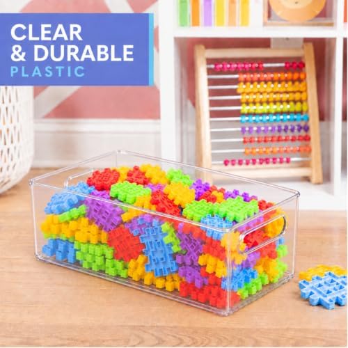Plastic Food Storage 6 Pack Clear Container Bin with Handles for Organizing Kitchen, Pantry, Refrigerator, Freezer, Pantry, Cabinet, Closet, Bathroom. 12”x8”x5” - Image 4