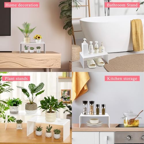 RattanView 2 Pcs 14 Inch Large Acrylic Shelf Riser, 5mm Thick, White - Image 6